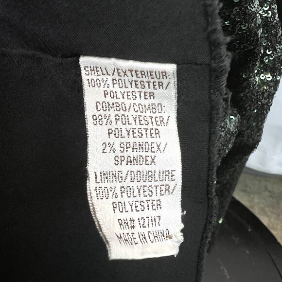 Badgley Mischka Green Sequin black Gown Size 6 V back Designer Formal - Picture 13 of 16